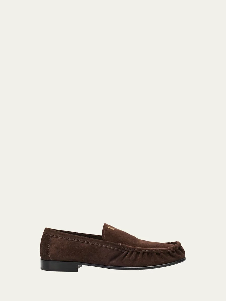 Suede Ruched Mocassin Loafers - 1