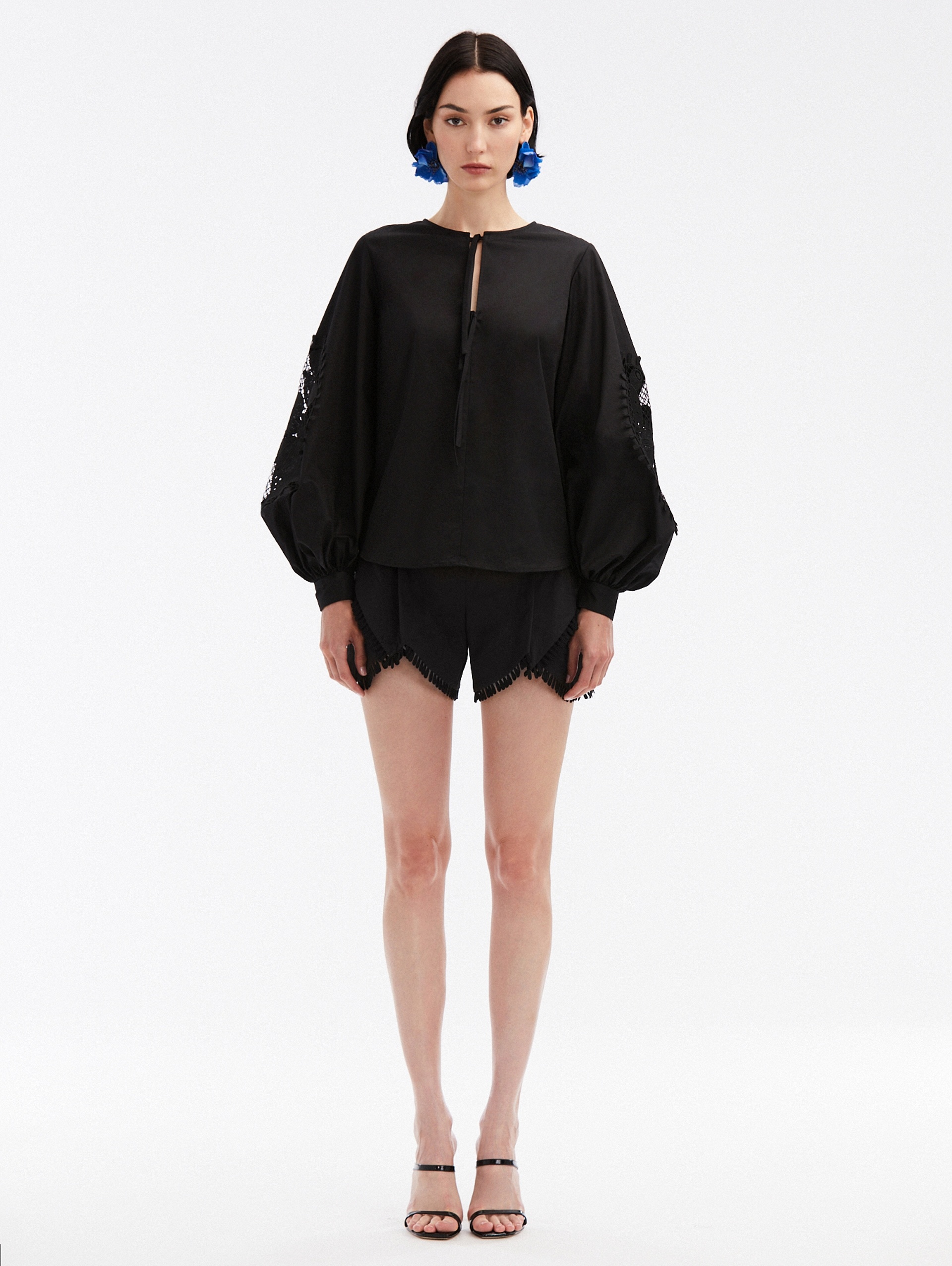 CACTUS EYELET GUIPURE INSET BLOUSE - 2
