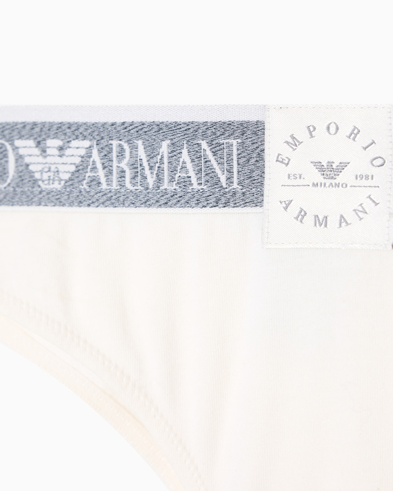 EMPORIO ARMANI ASV ICONIC ORGANIC-COTTON BRALETTE AND BRAZILIAN BRIEFS SET WITH LOGO BAND outlook
