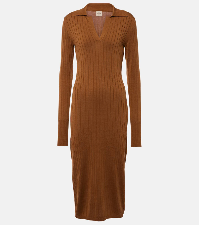 Ribbed-knit silk and cotton midi dress - 1