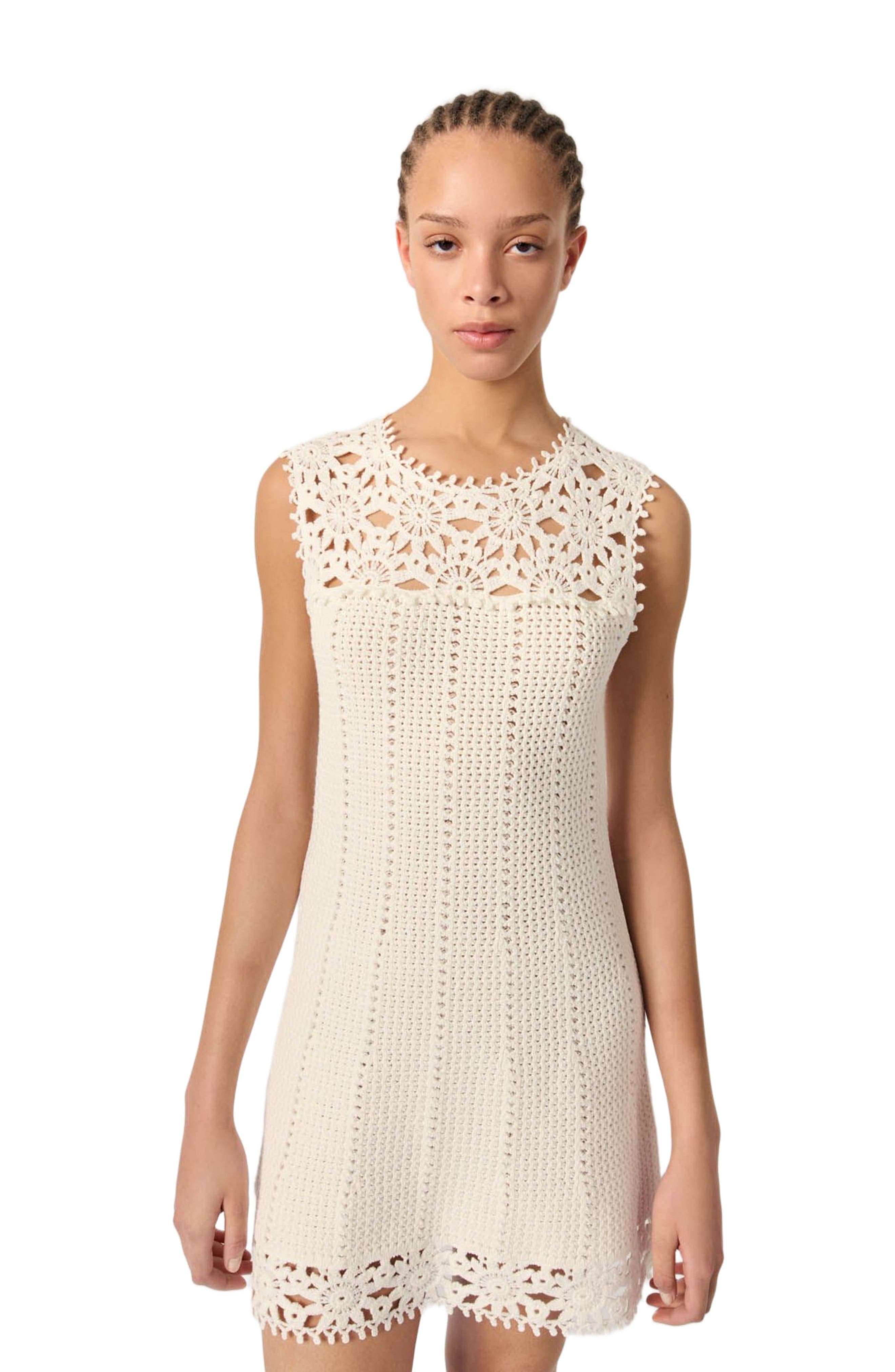 maje Mini crochet dress in White at Nordstrom - 4