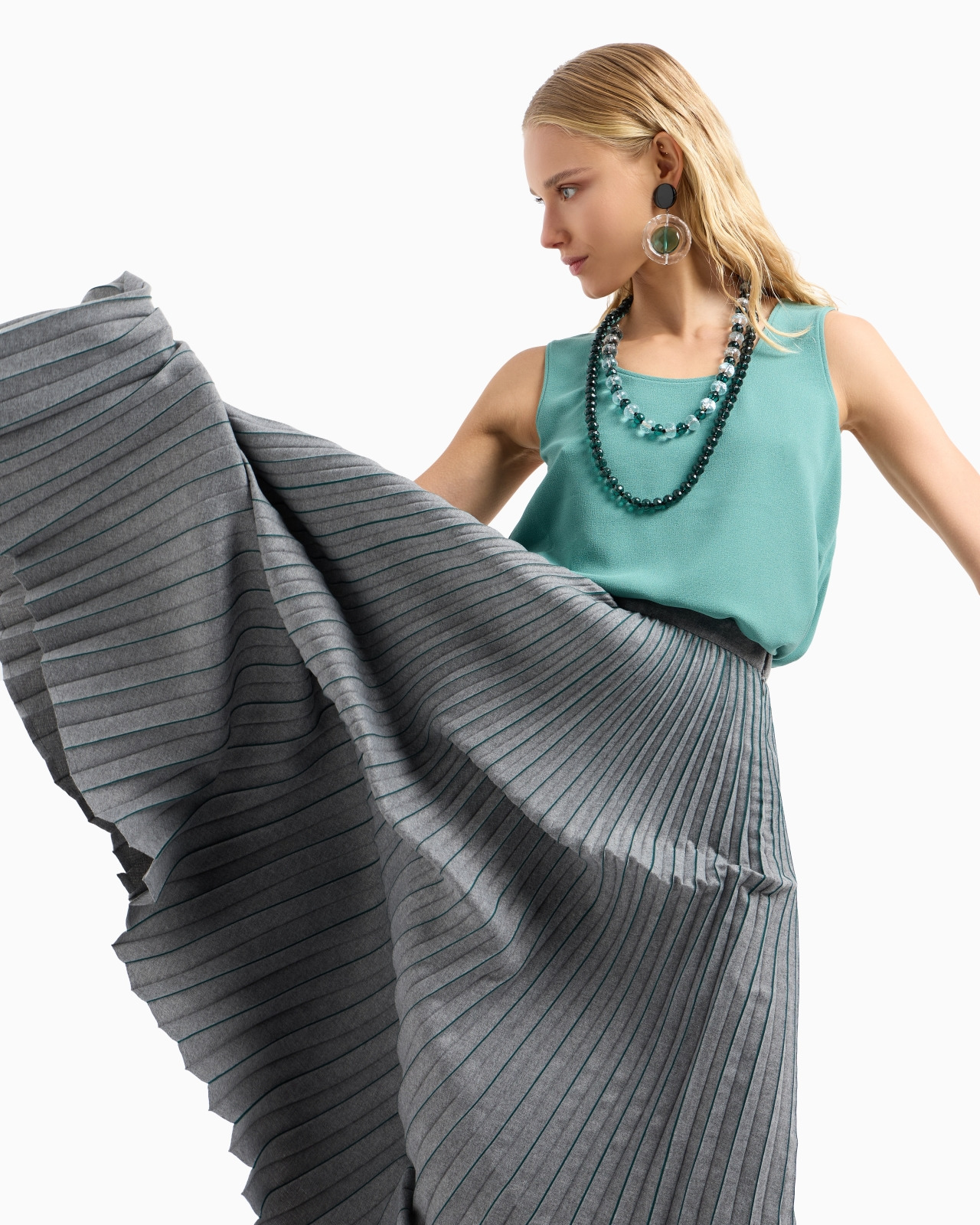 Pleated flannel long skirt - 6