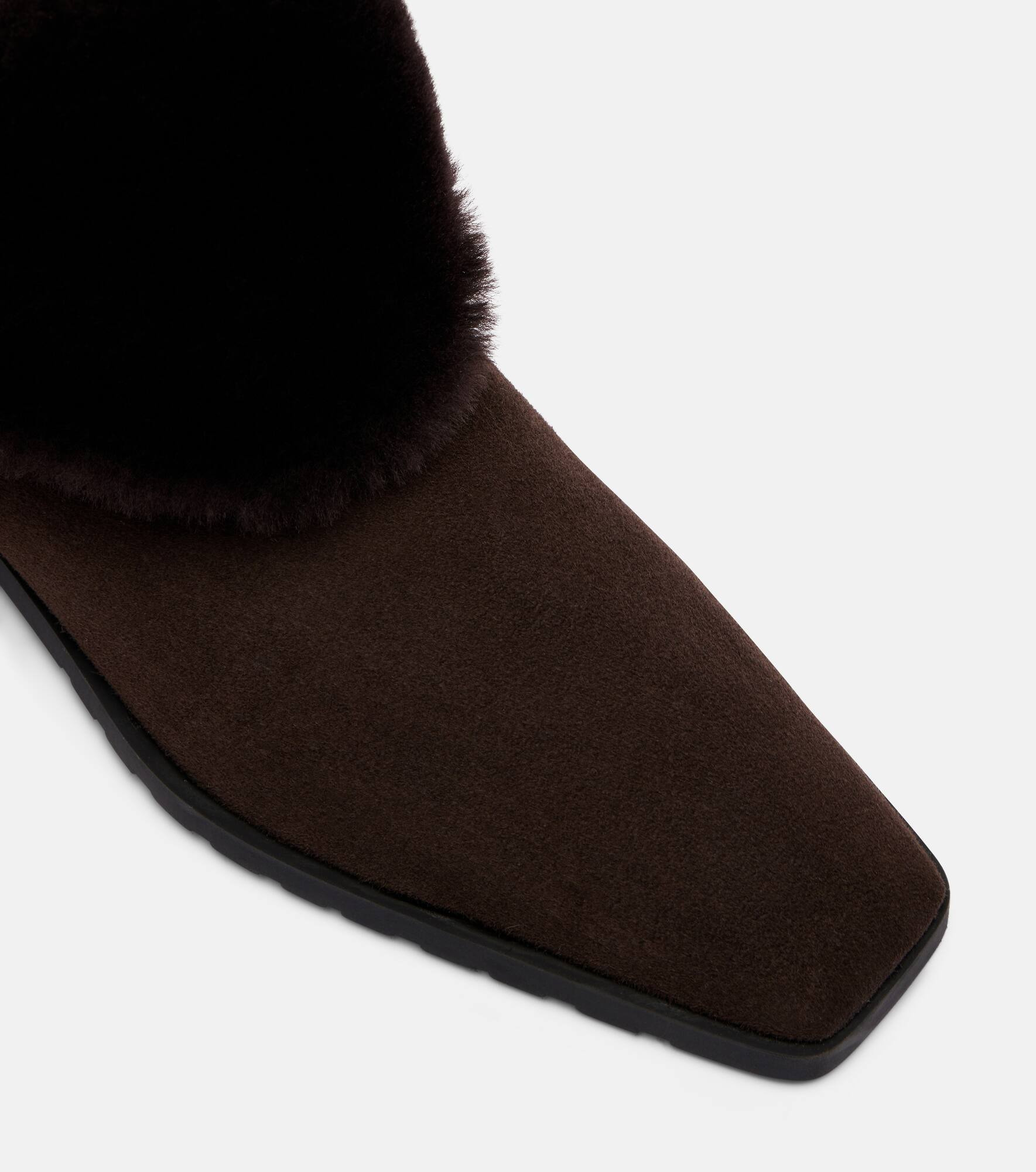Shearling-lined suede ankle boots - 5