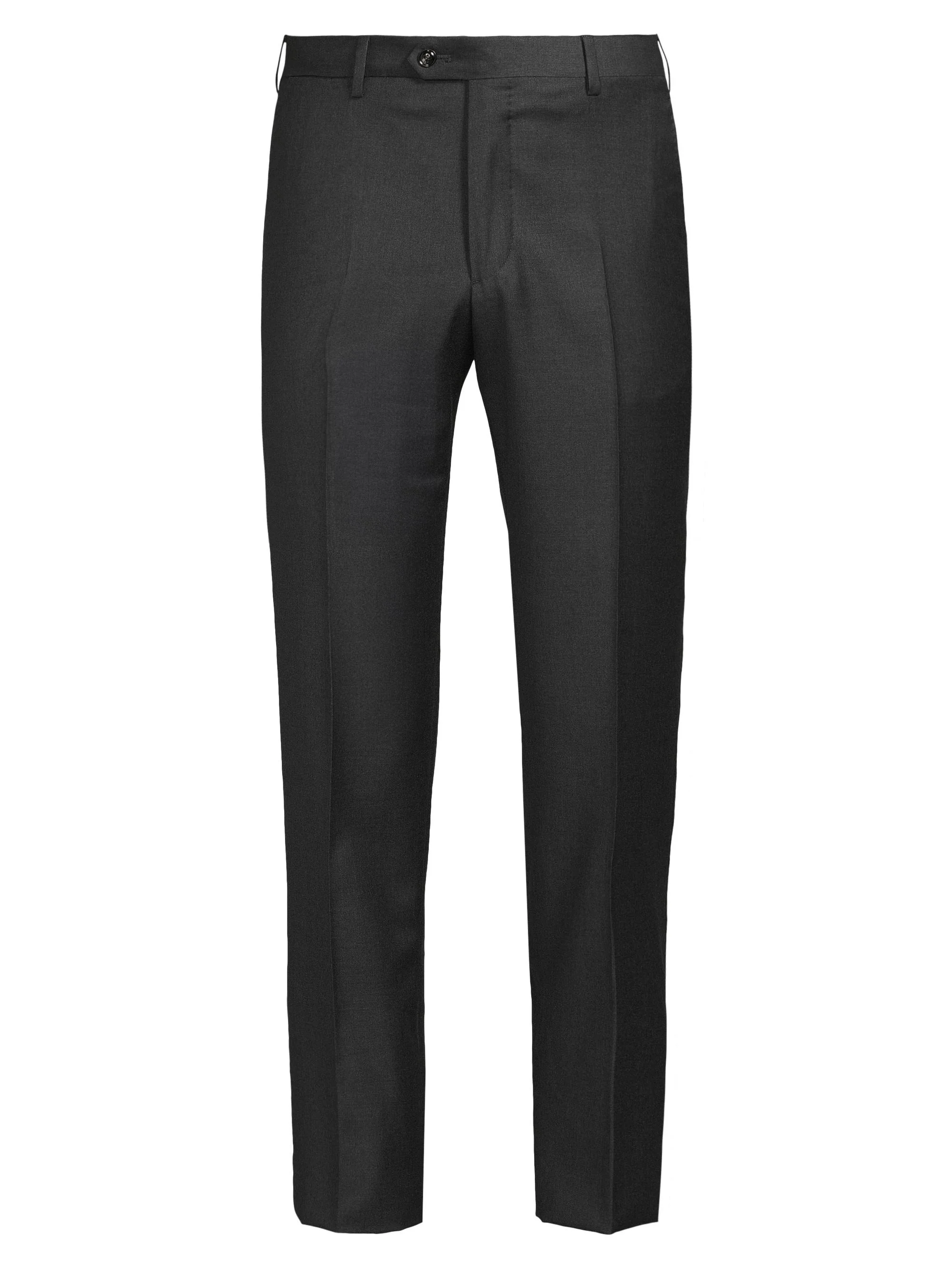 Men's Crease-Front Virgin Wool Trousers - Charcoal - 1