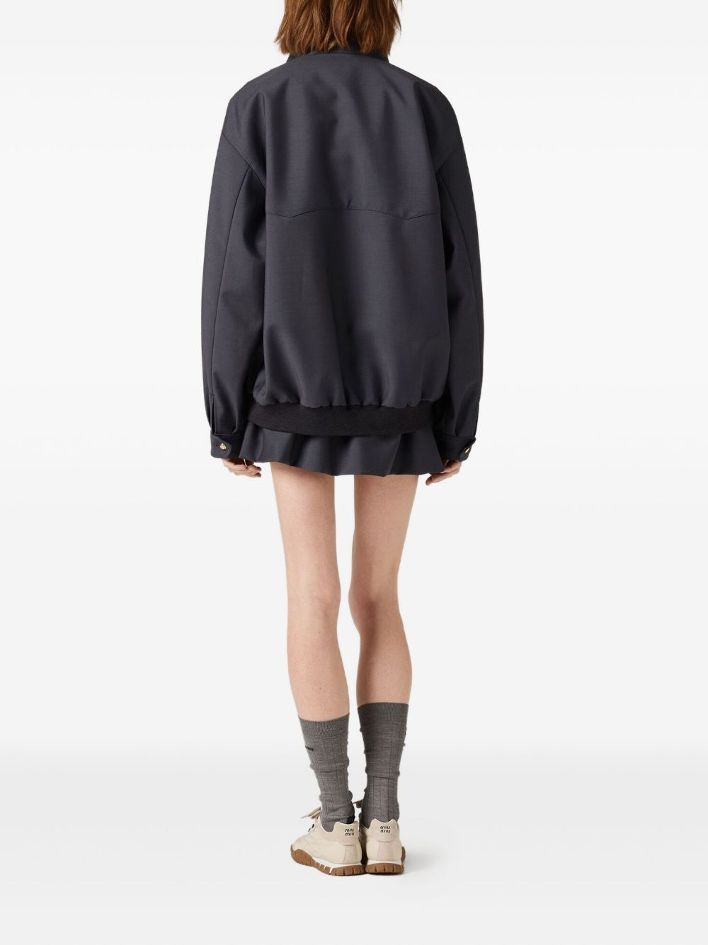 embroidered logo ribbed-knit jacket - 3