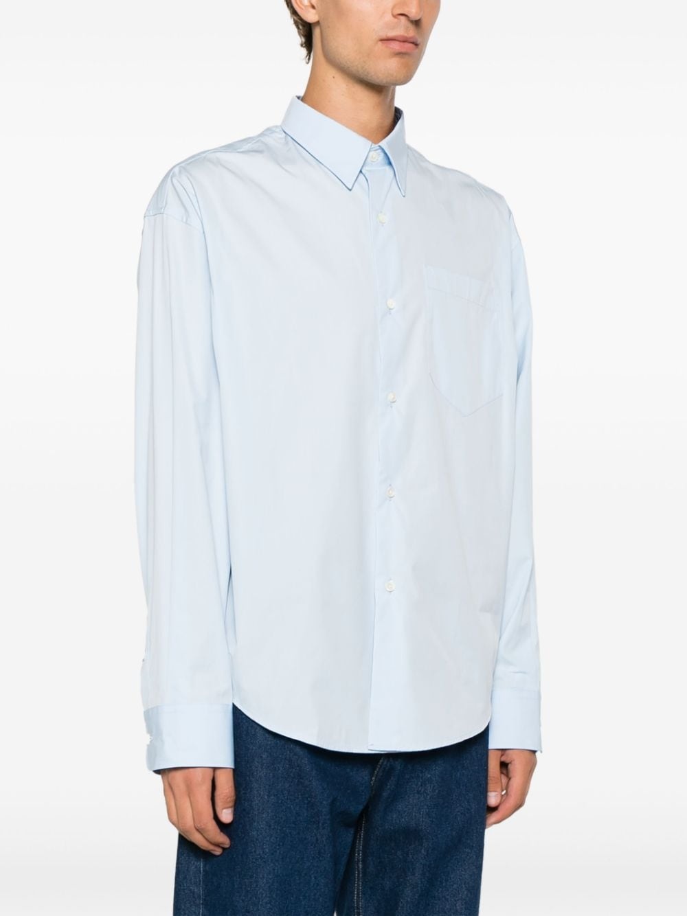 logo-embroidered cotton shirt - 3