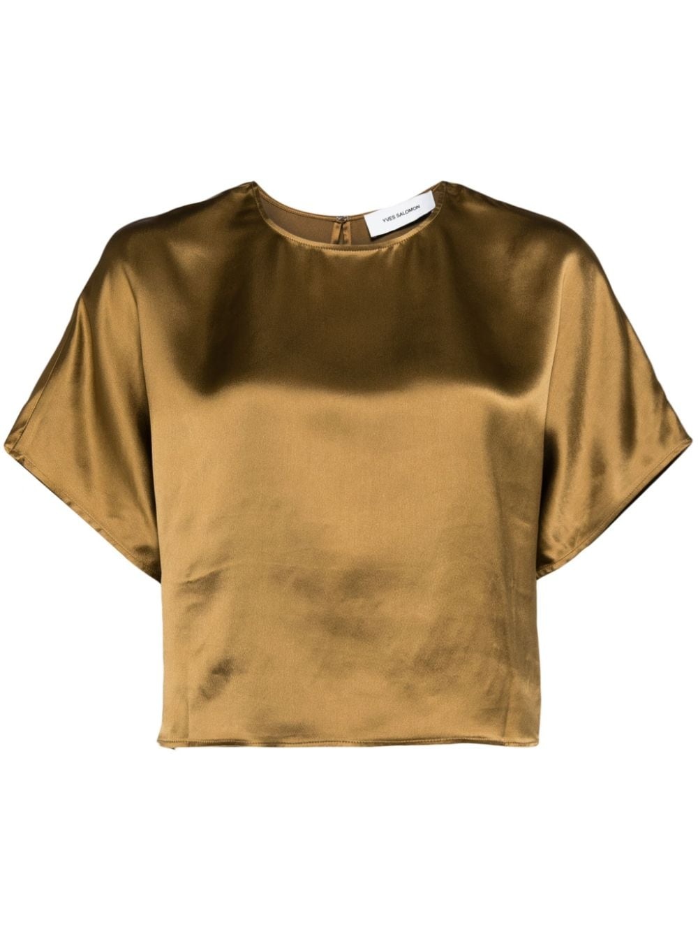 cropped satin T-shirt - 1