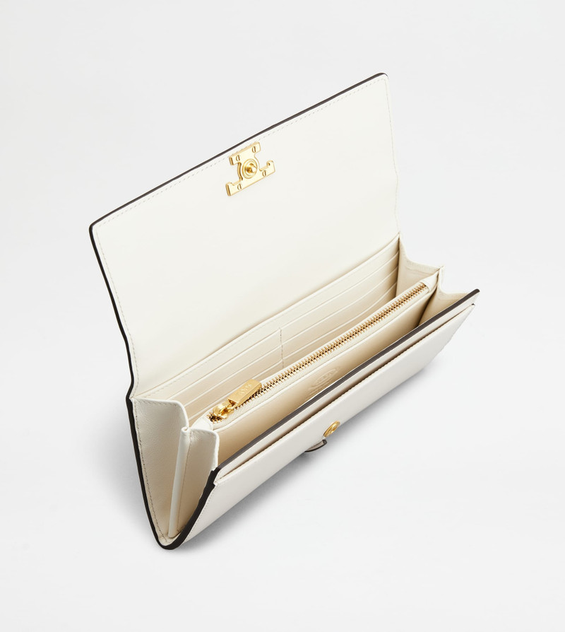 Tod's T TIMELESS WALLET IN LEATHER - WHITE outlook