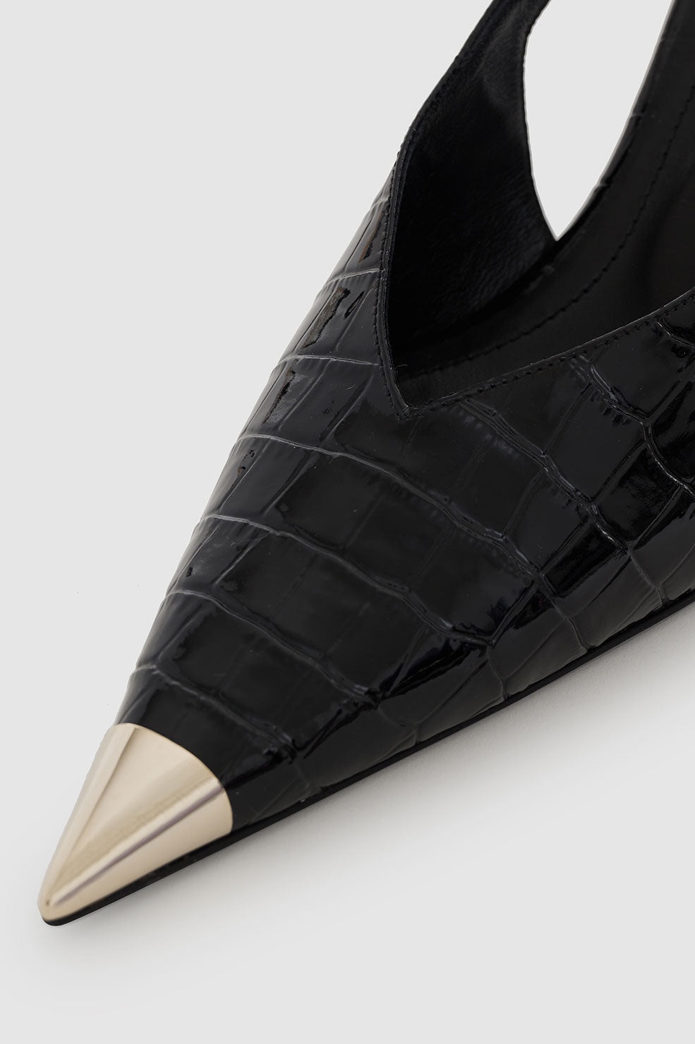 Nina Heels With Metal Toe Cap - Black Embossed - 5