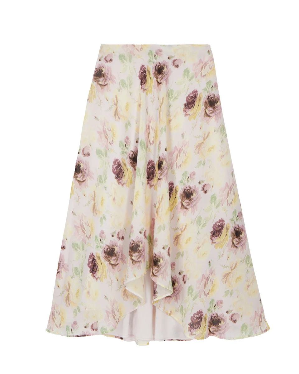 FLORAL PRINT LONG SKIRT - 1