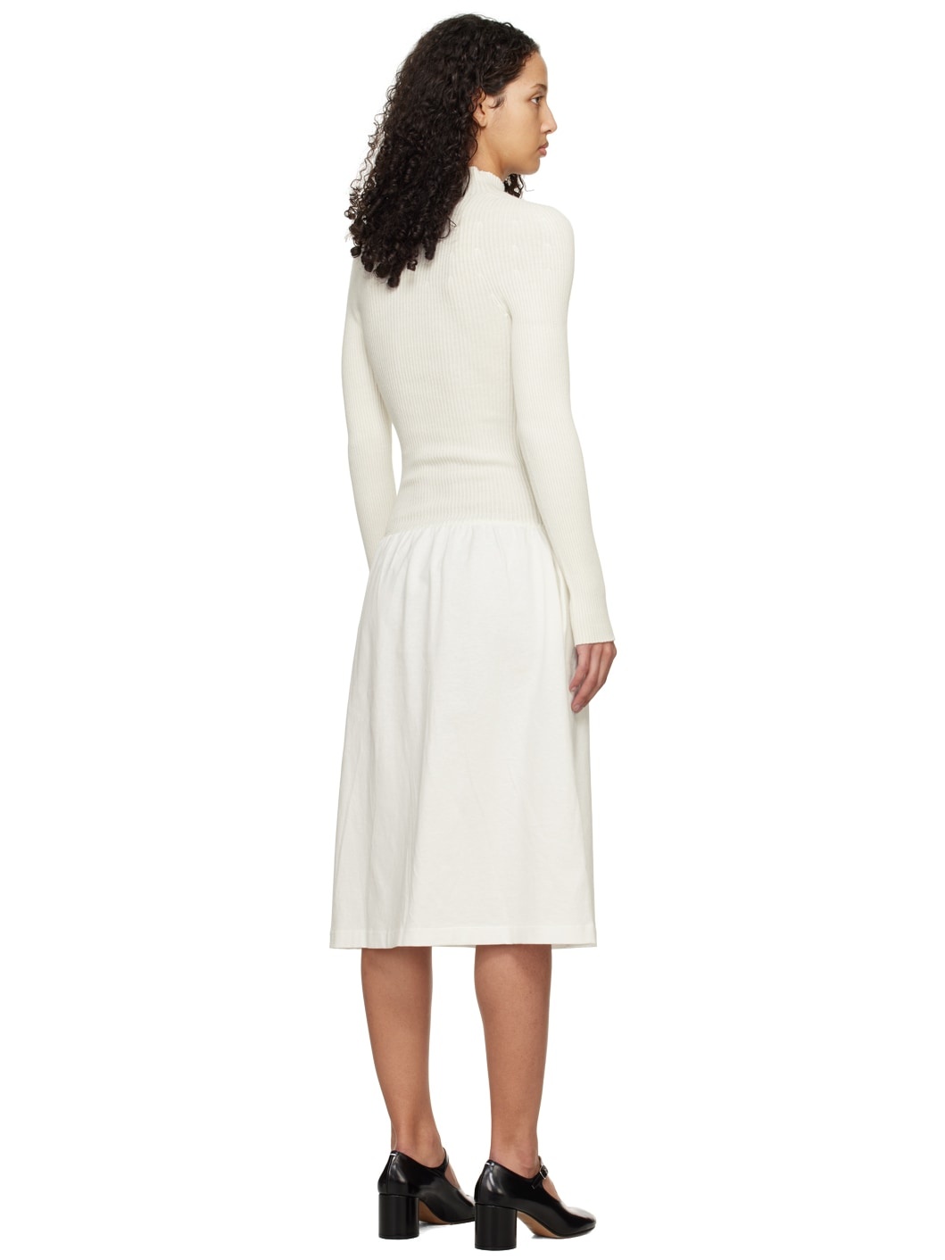 White Paneled Midi Dress - 3