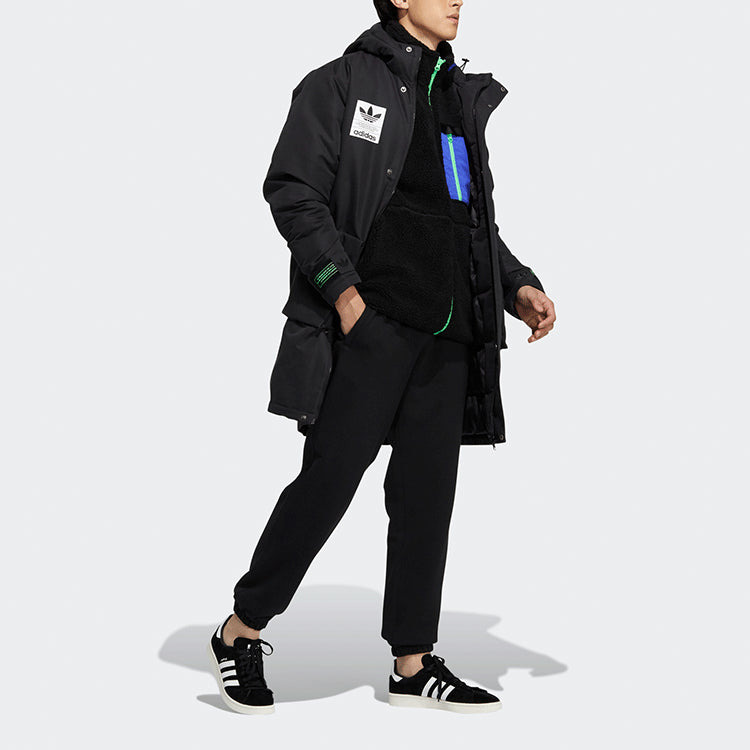 Men's adidas originals 2 In 1 Sports Long Hooded With Down Feather Black Jacket H58062 - 3