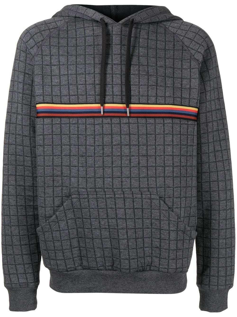 signature-stripe grid-print hoodie - 1