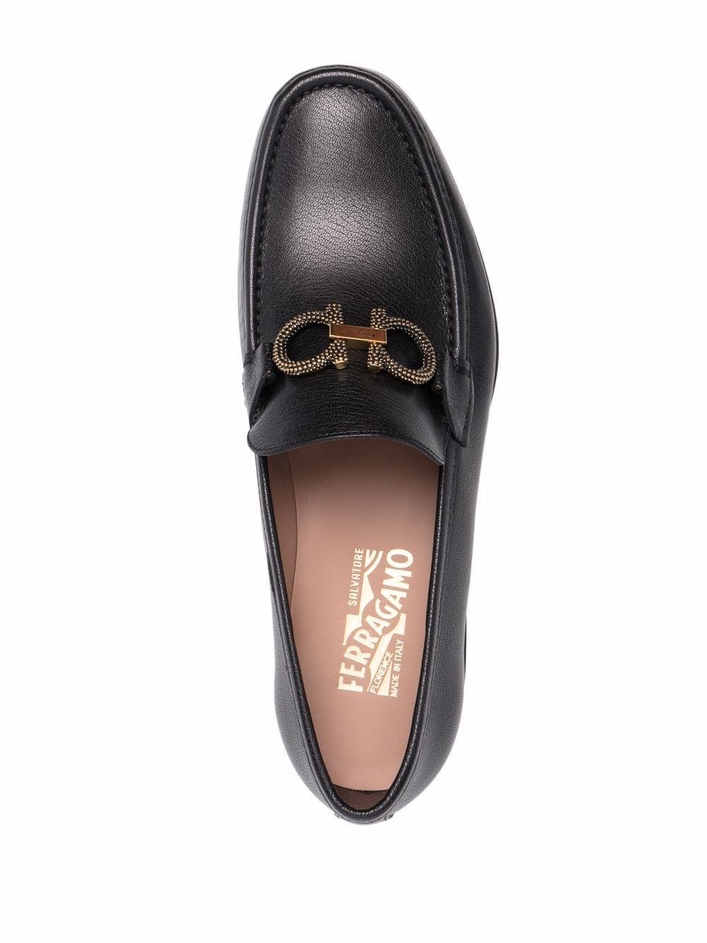 Gancini spike-detail logo strap loafers - 4