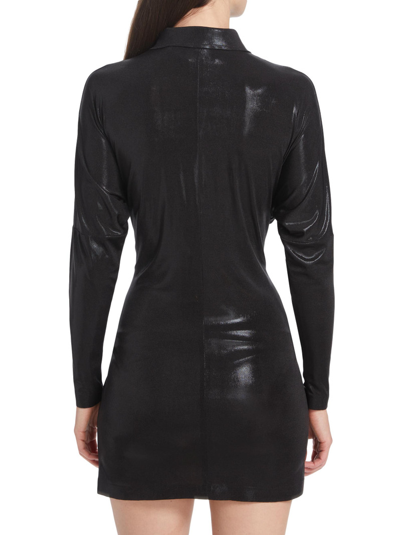 Women's Tie-Front Mini Shirtdress - Black 5