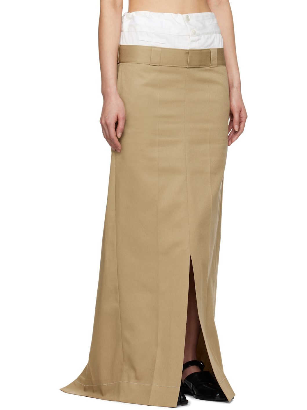 Tan Cotton Twill Maxi Skirt - 2