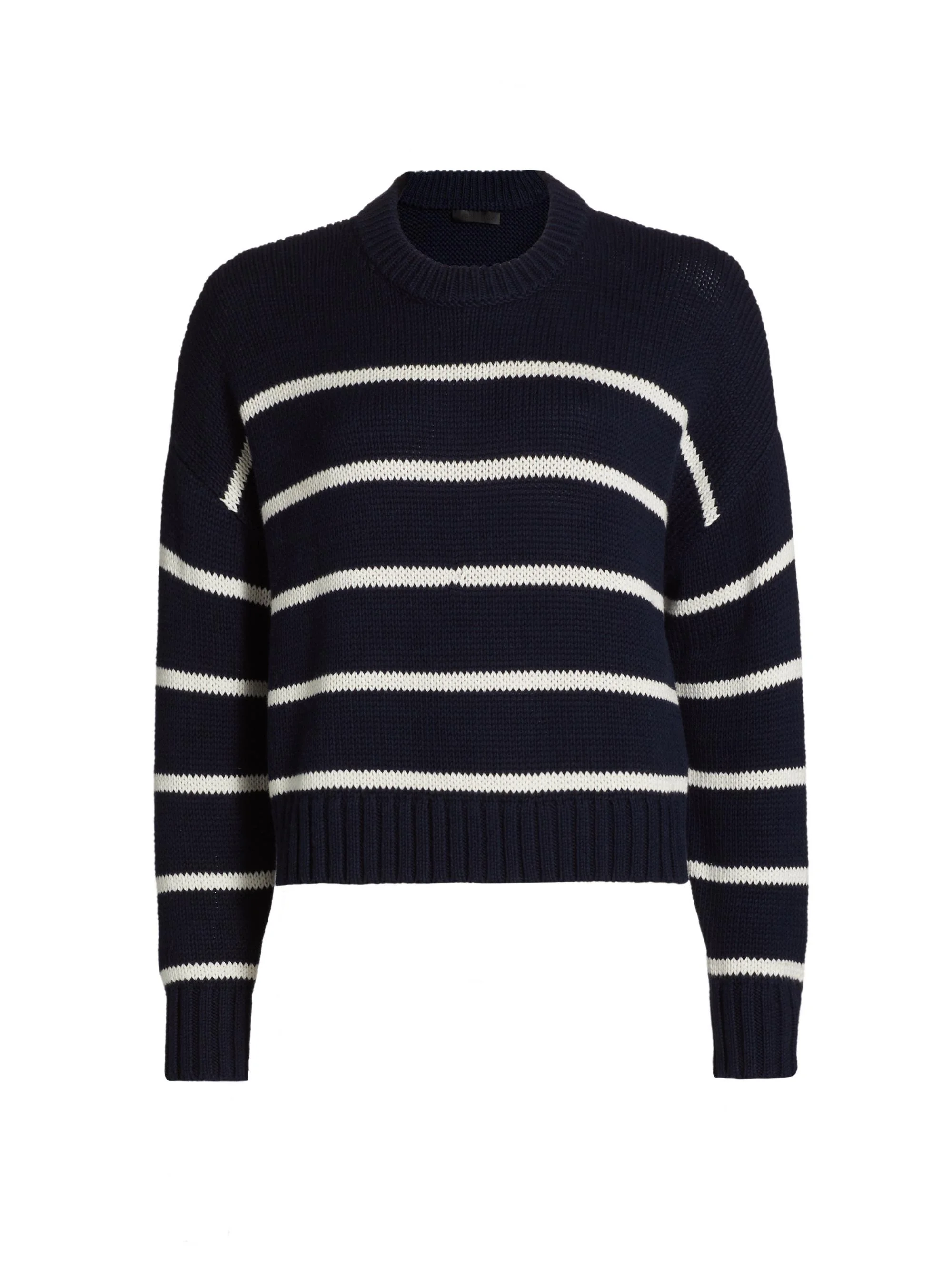 Women's Chloe Striped Cotton Crewneck Sweater - Navy Stripe - 1