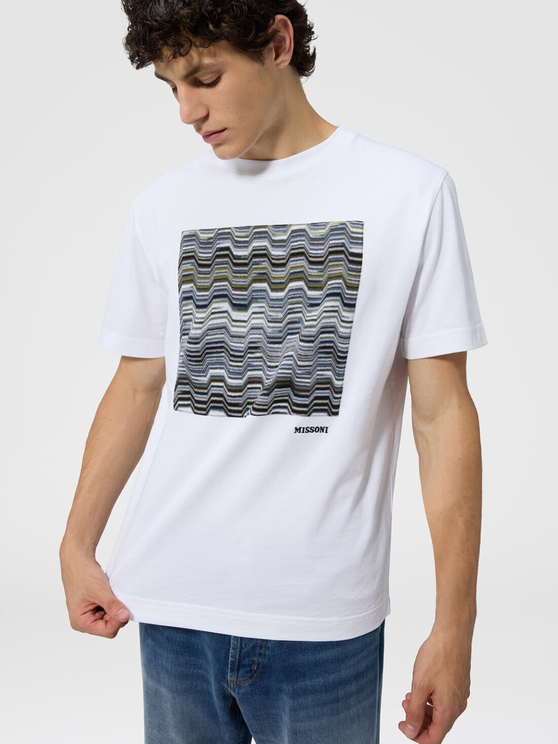 Crew-neck cotton t-shirt with snake pattern detailing 4