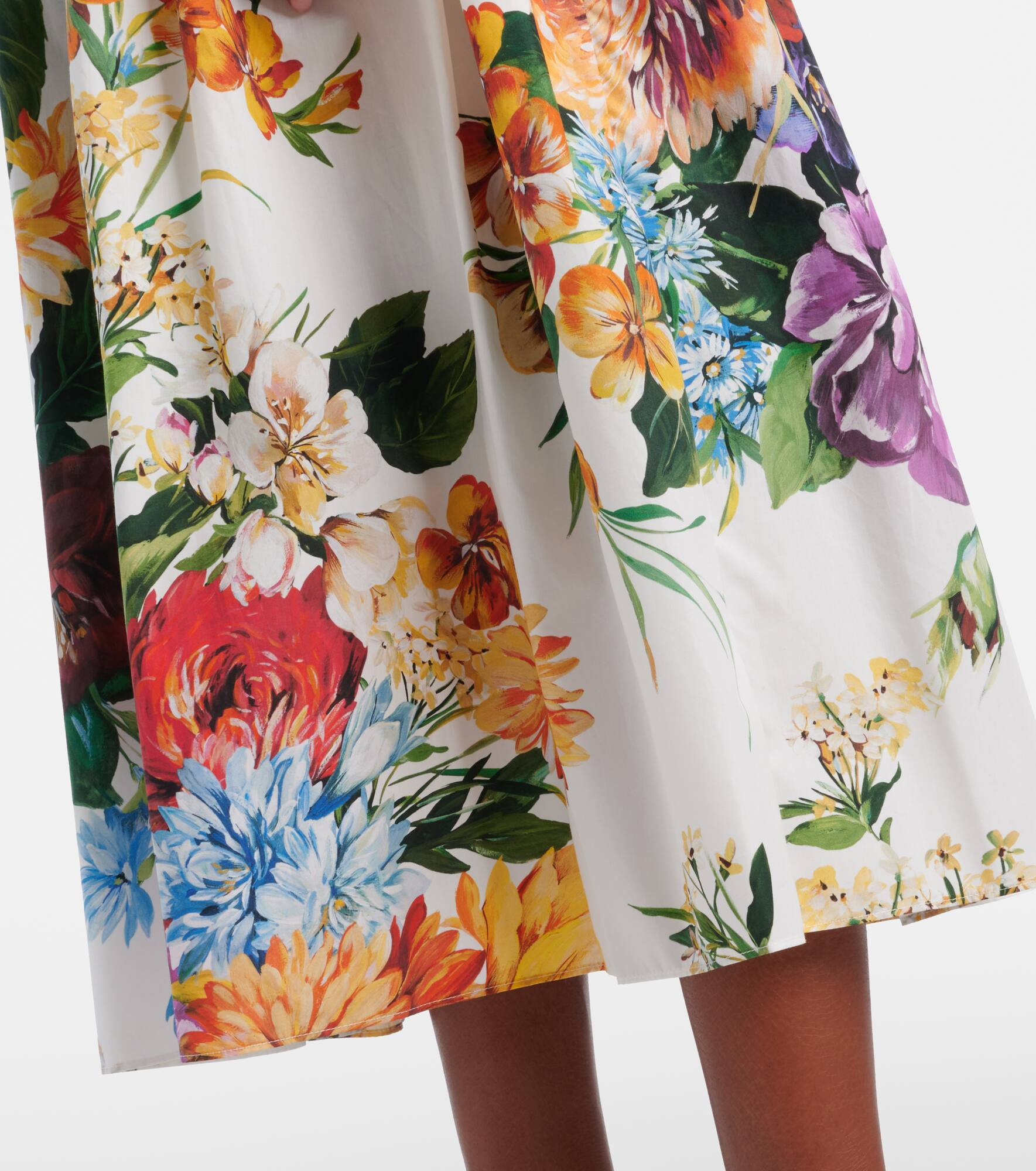 Floral gathered cotton midi skirt - 5