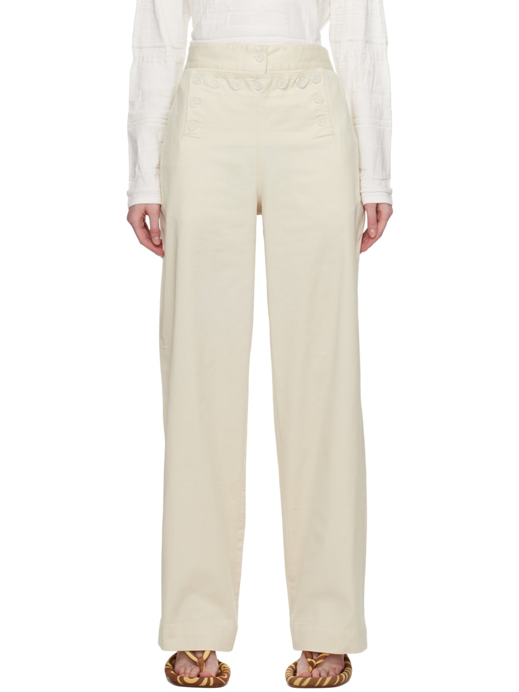 Off-White Lace-Up Trousers - 1