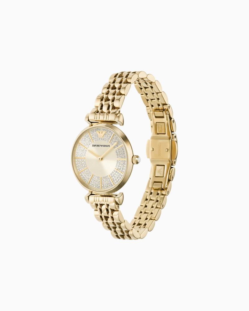 EMPORIO ARMANI TWO-HAND GOLD-TONE STAINLESS STEEL WATCH outlook
