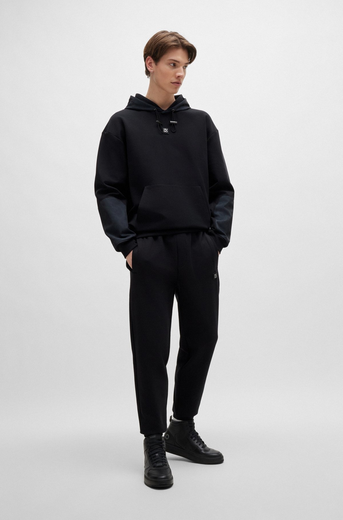 STRETCH-COTTON TRACKSUIT BOTTOMS WITH STACKED LOGO - 4