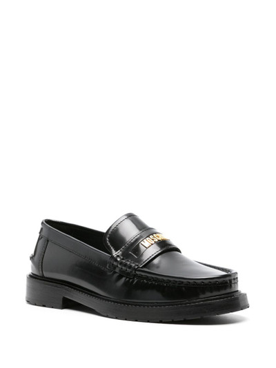Moschino logo-lettering leather loafers outlook