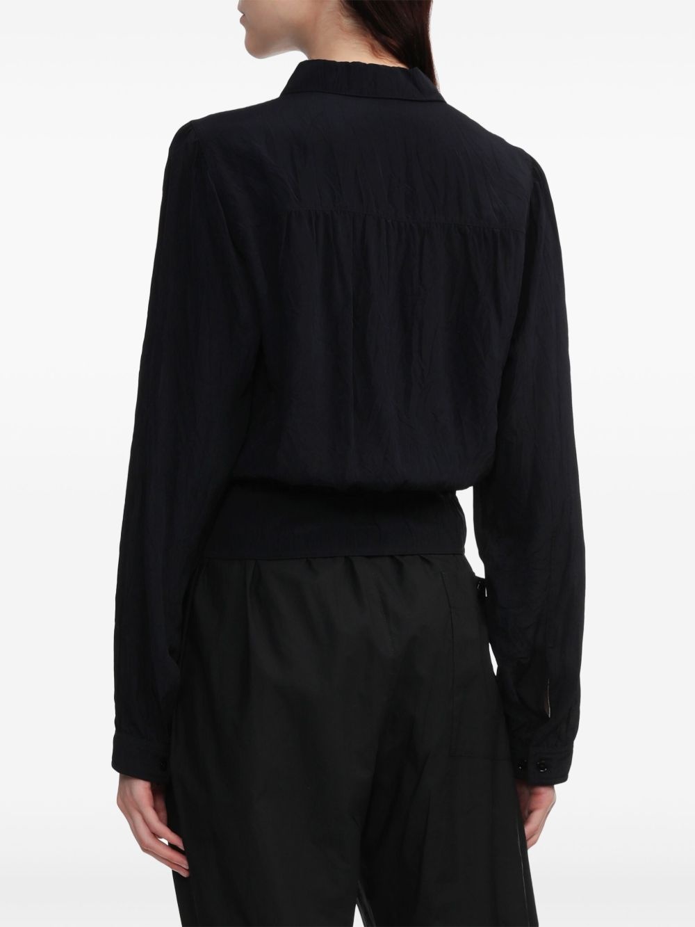crease-effect button-up blouse - 4