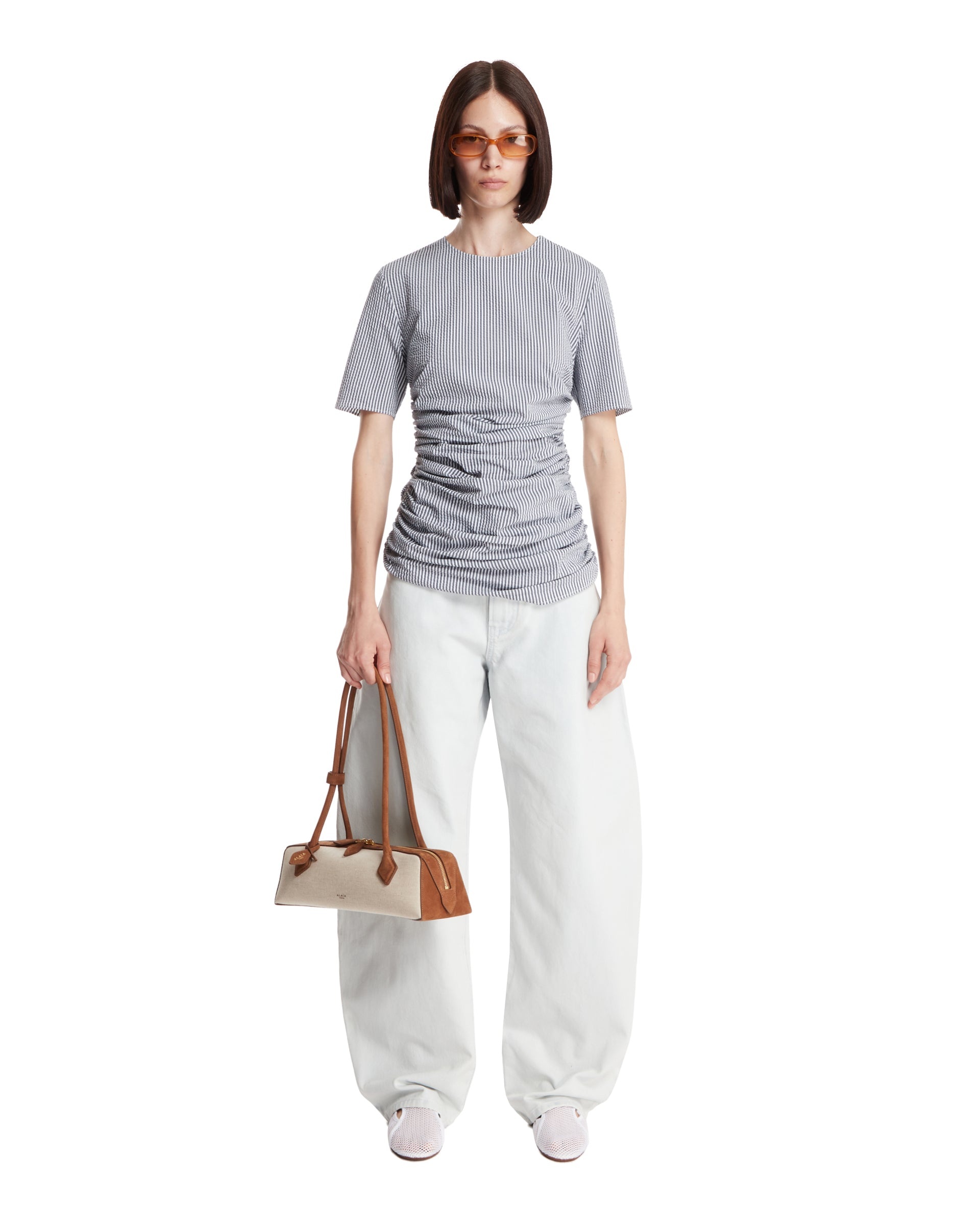 Blue Striped Pleated T-shirt - 2