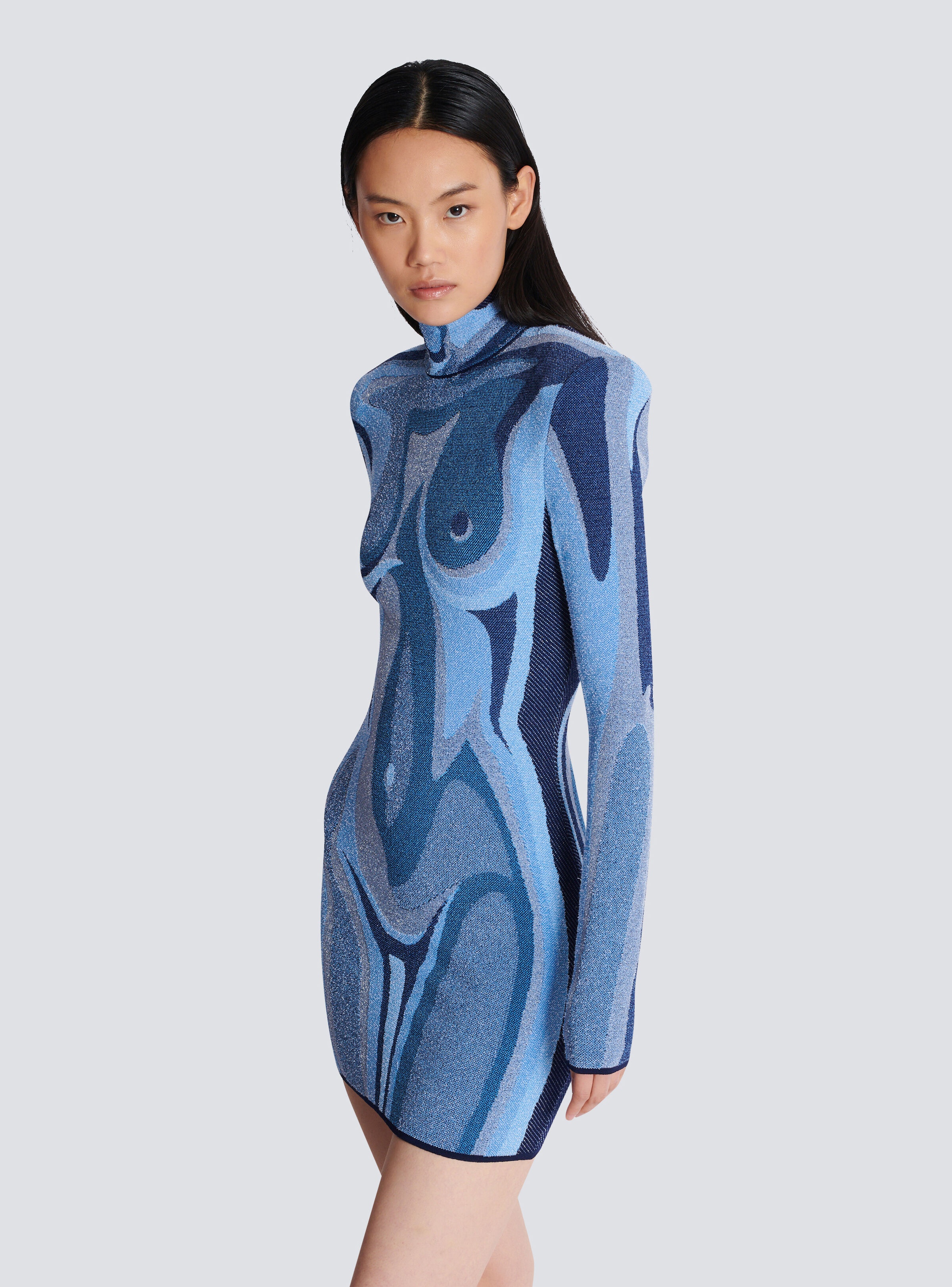 Jacquard knit dress with body motif - 6