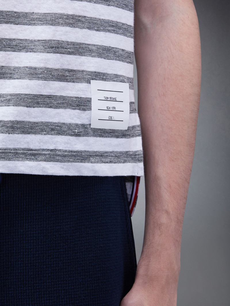 Linen Jersey Short Sleeve Striped Polo 5