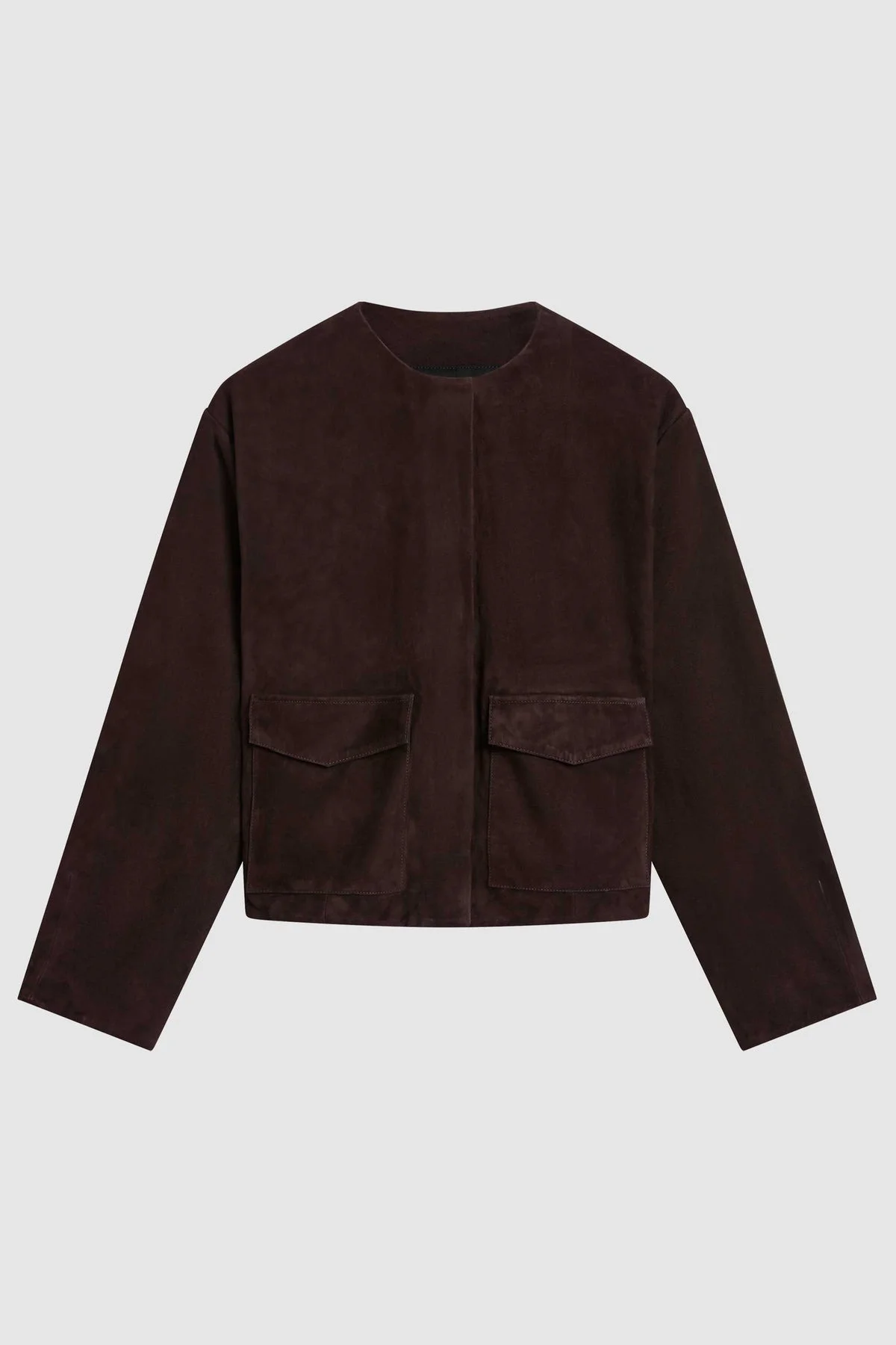 Suede Utility Cocoon Bomber - Coffee - 1