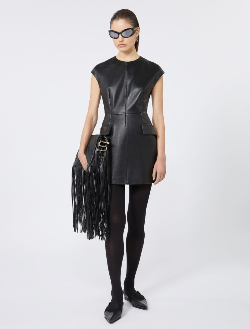 Sportmax Sleeveless nappa leather dress - KLEPSYDRA CAPSULE - BLACK outlook