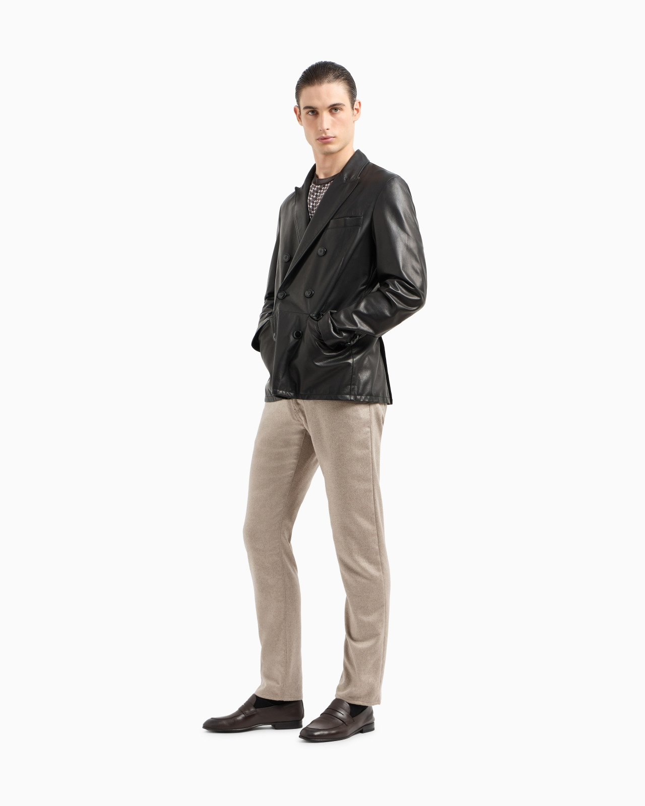 REGULAR-FIT FIVE-POCKET COTTON-DENIM AND SILK TROUSERS - 2