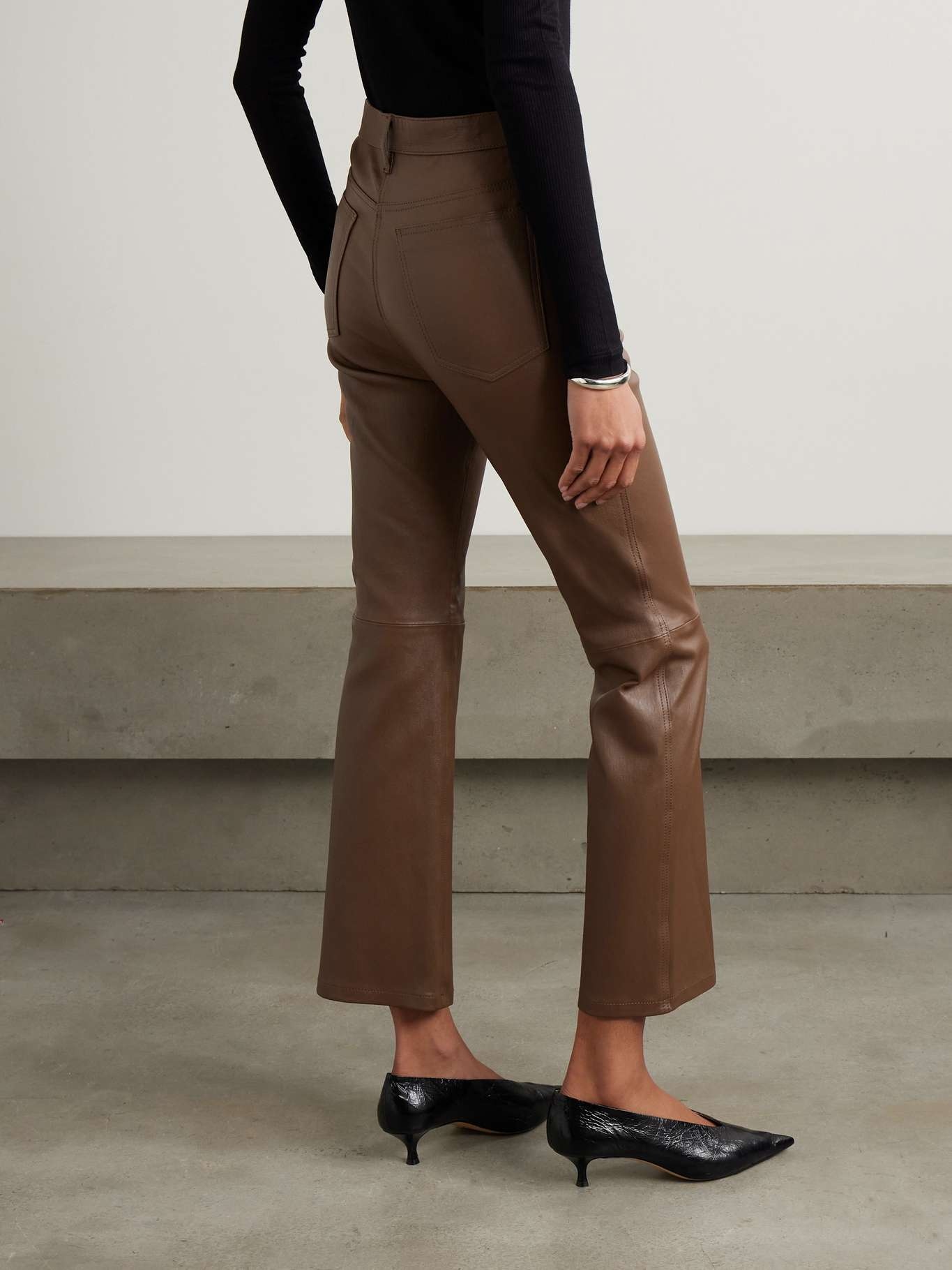 Duke cropped leather flared pants - 4