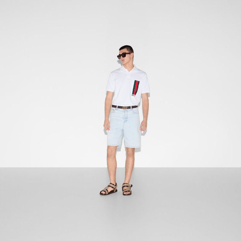 GUCCI Cotton piquet polo shirt with print outlook