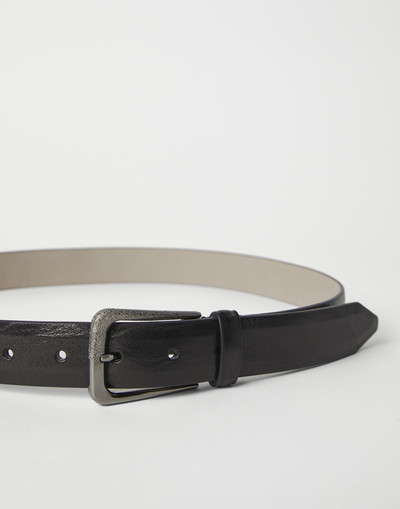 Brunello Cucinelli Vintage-effect leather belt outlook