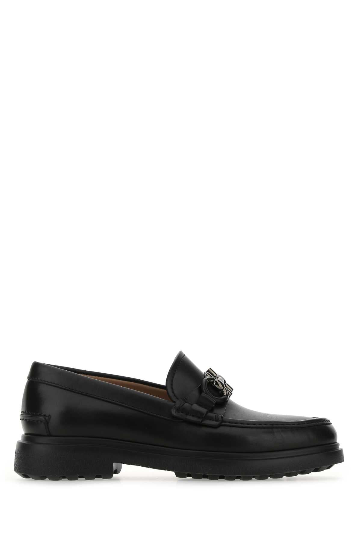 Salvatore Ferragamo Men Black Leather Loafers - 1