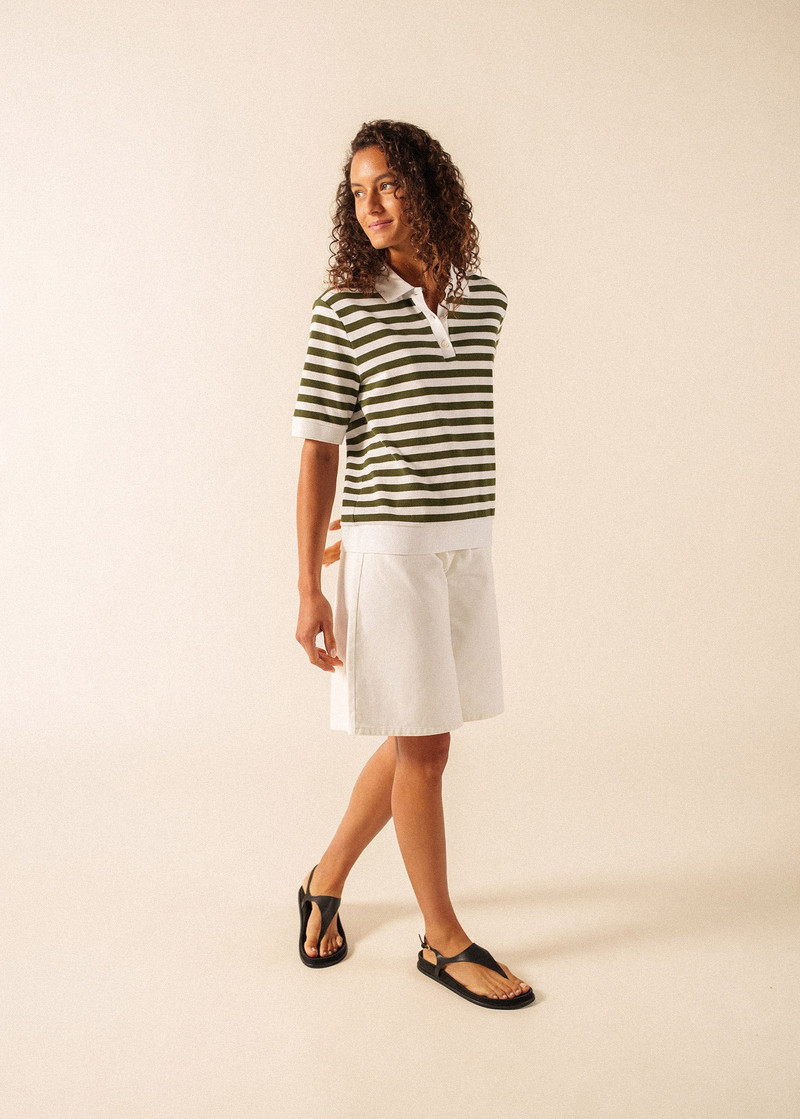 CAROLA Striped Knit Polo Shirt 1