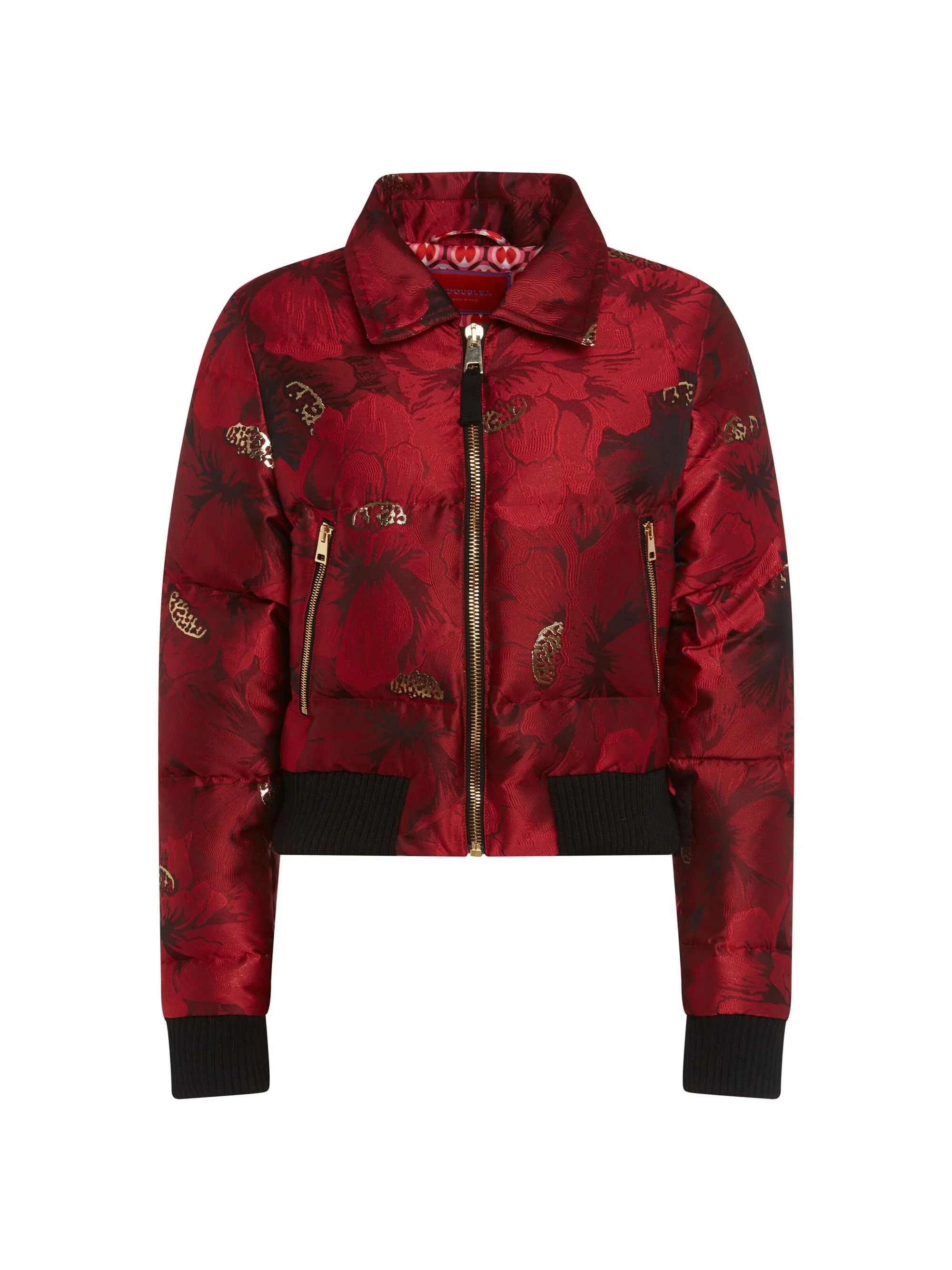 Women's La Comasca Puffer Bomber - Jacquard Ruby Red - 1