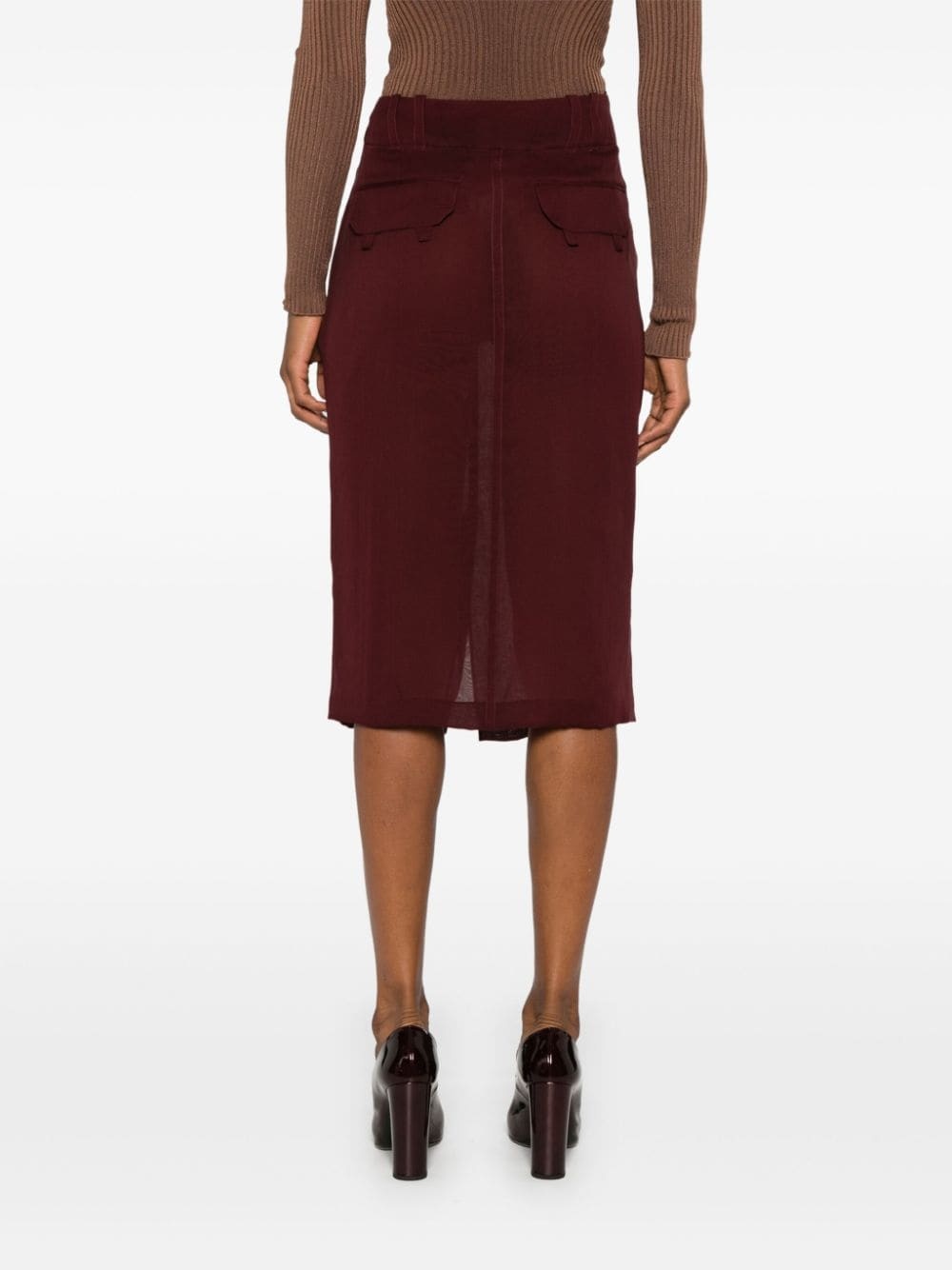 silk crepe pencil skirt - 4