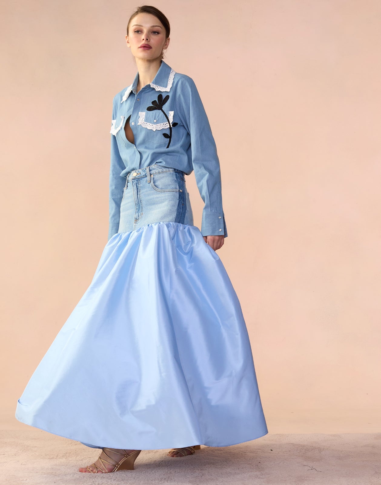 Denim Taffeta Skirt - 6