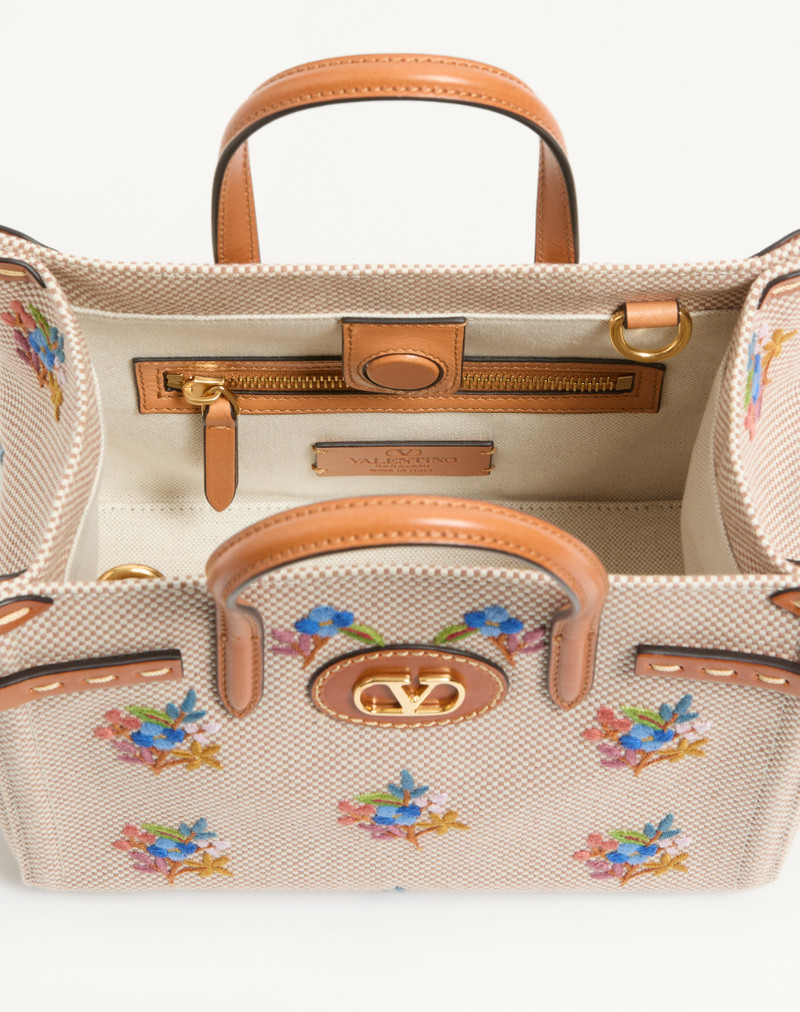 Valentino VALENTINO GARAVANI ANTIBES SMALL CANVAS SHOPPING BAG WITH EMBROIDERY outlook