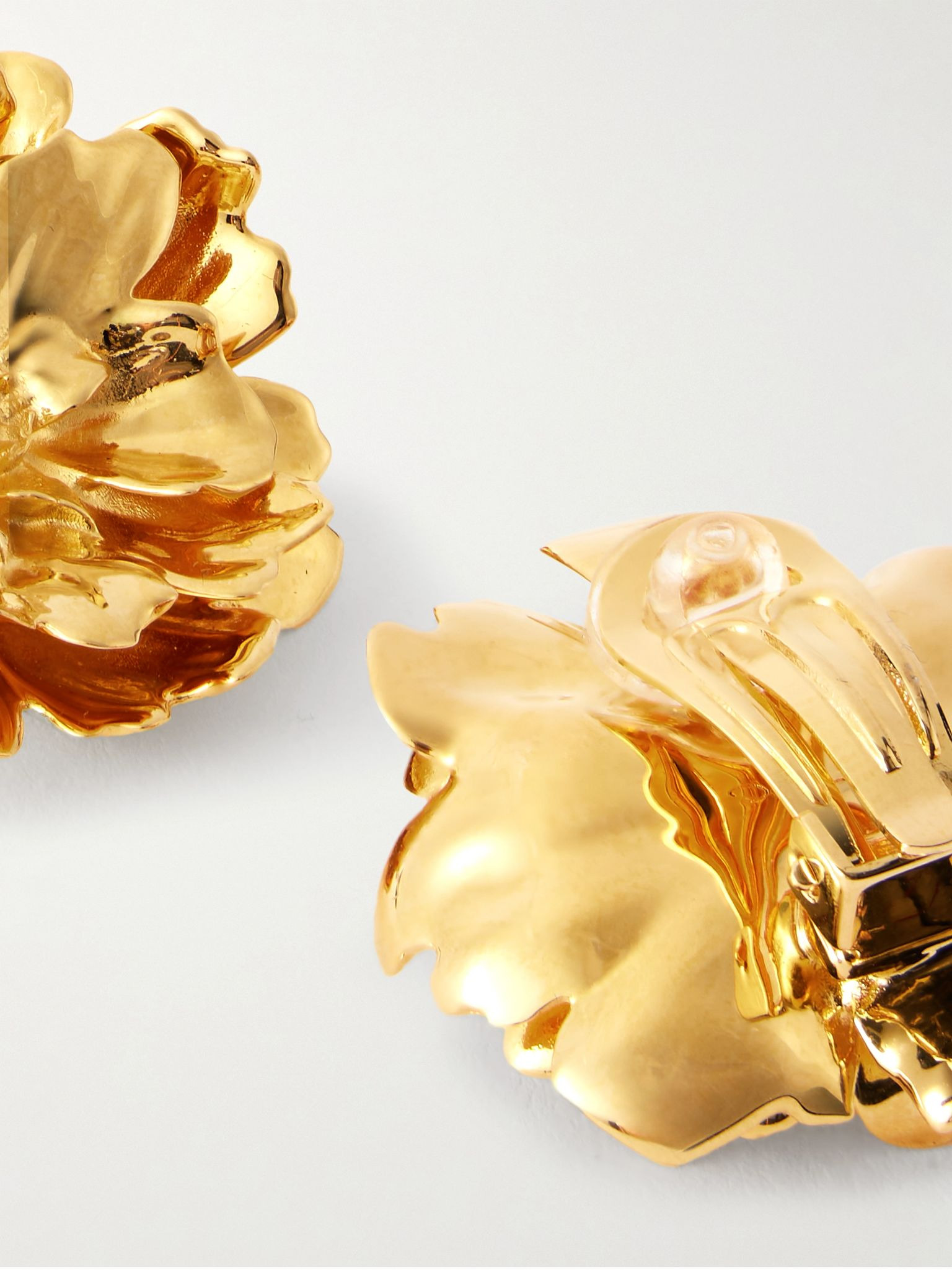 Peony small gold-tone clip earrings Gold - 3