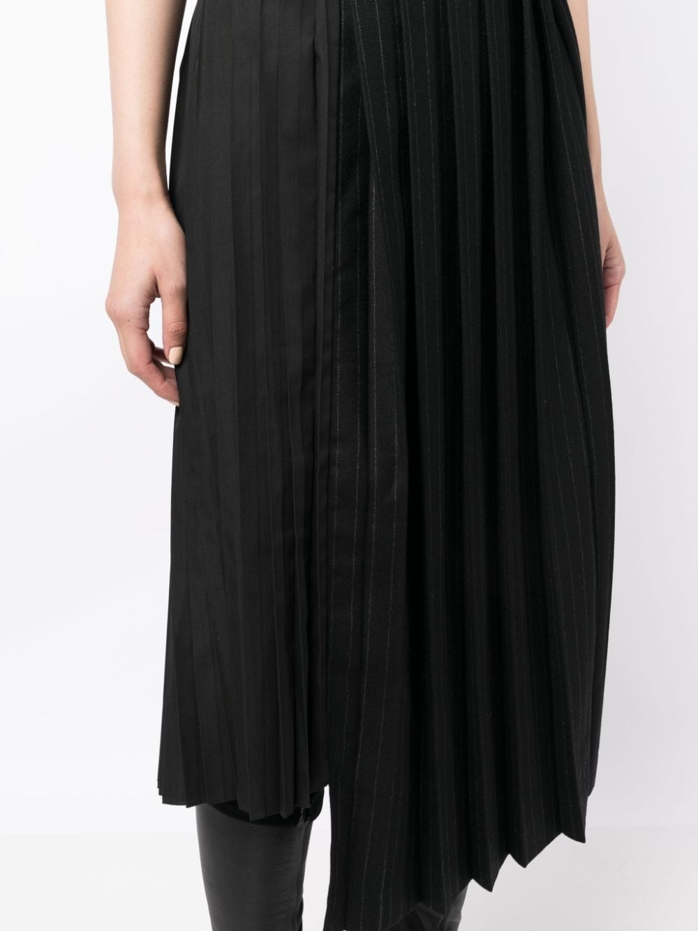 pinstripe asymmetric pleated skirt - 5