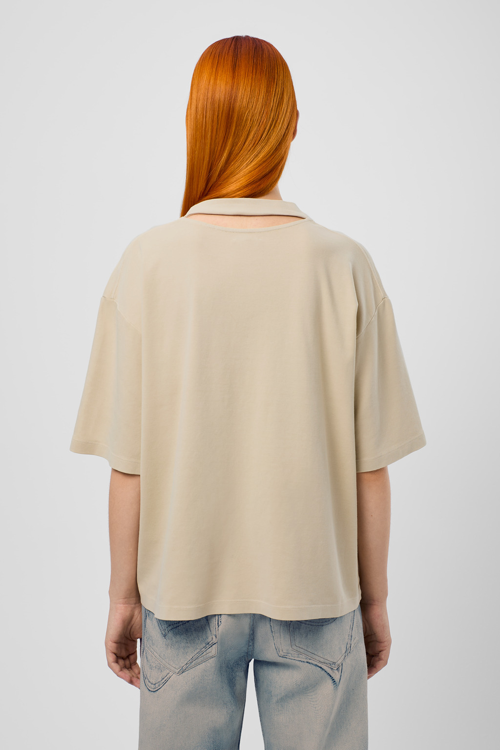 Beige Cotton T-shirt - 3
