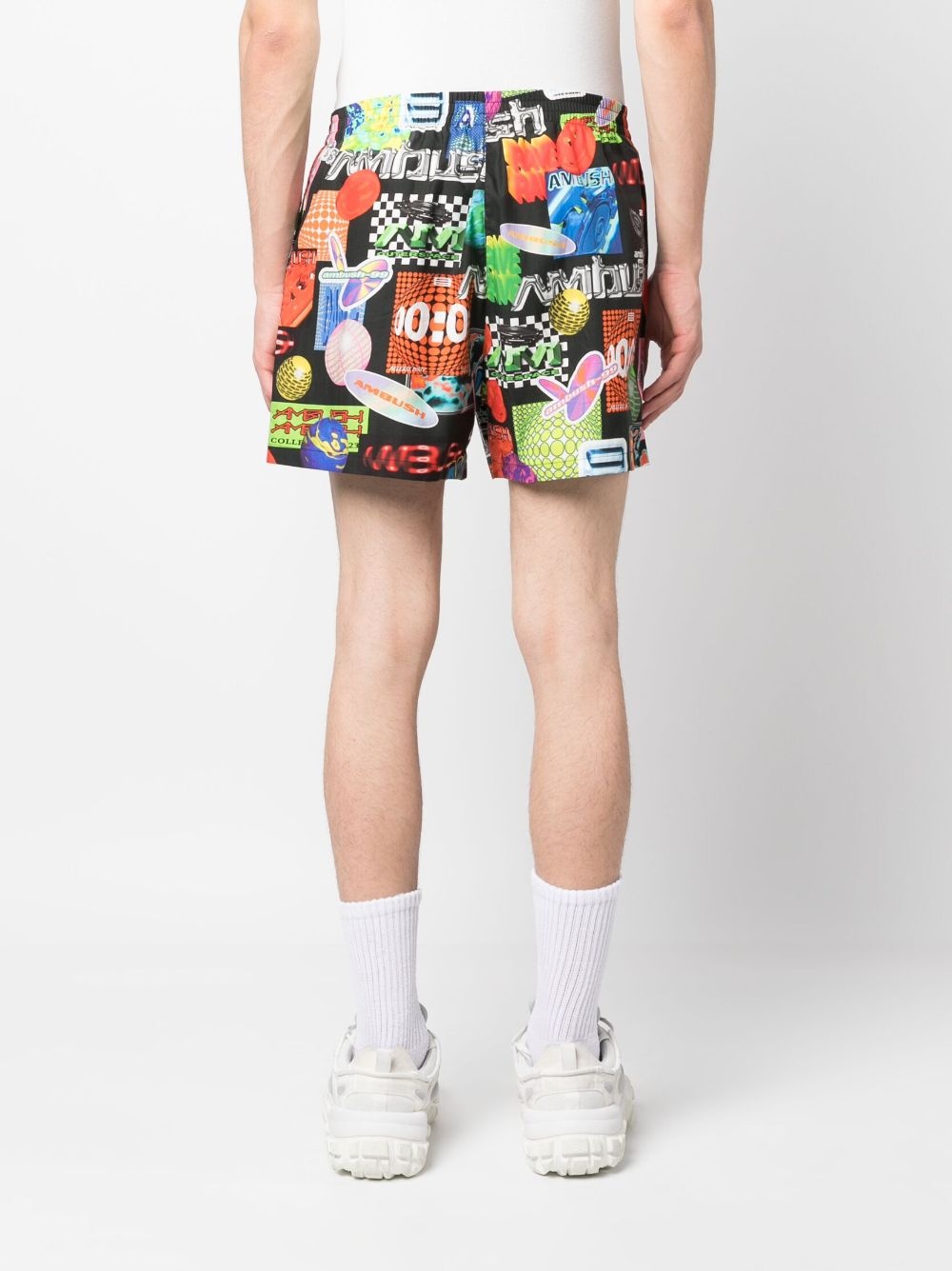 graphic-print elasticated-waistband shorts - 4