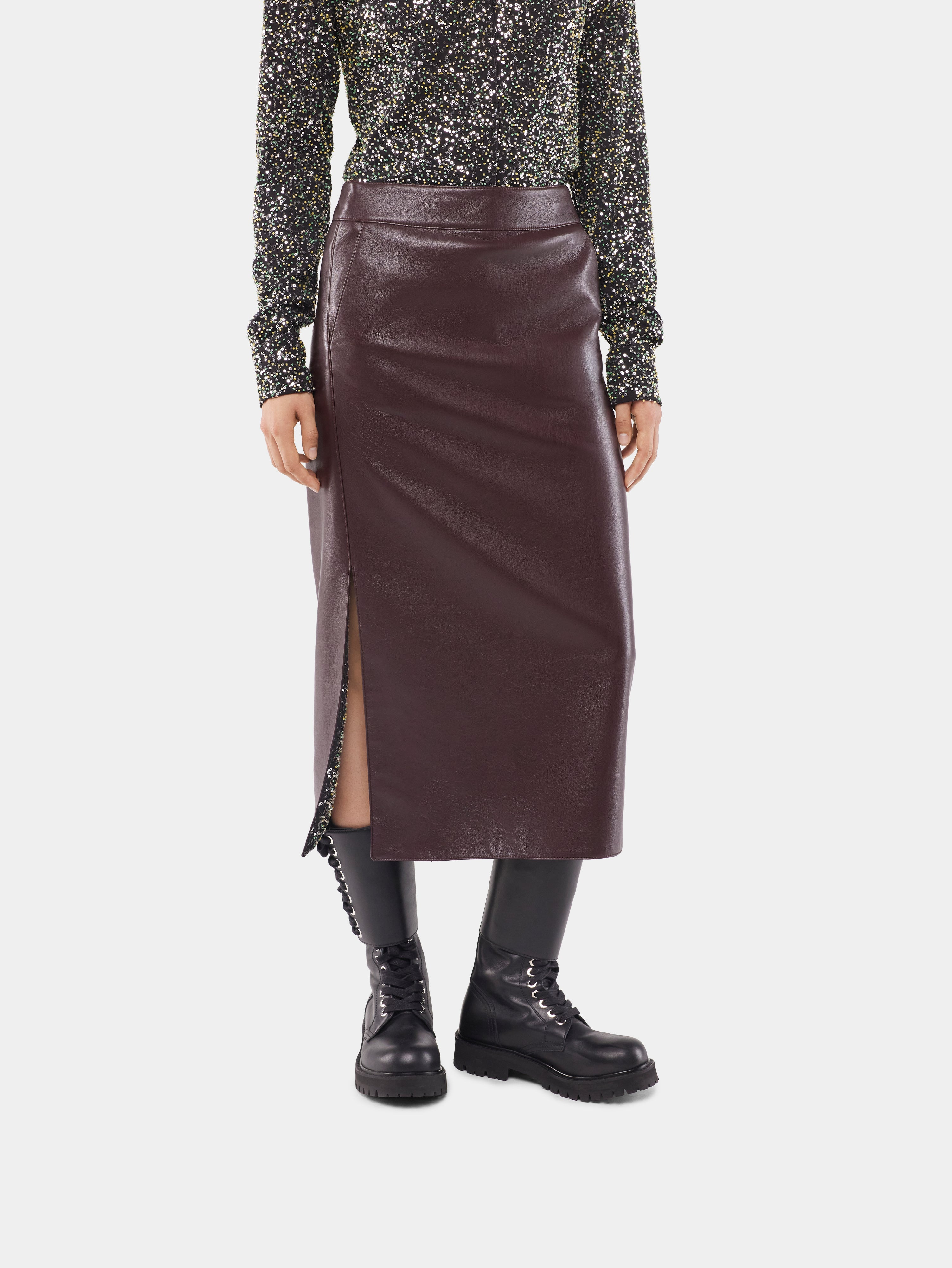 DOUBLE LAYER MIDI SKIRT IN FAKE LEATHER - 6