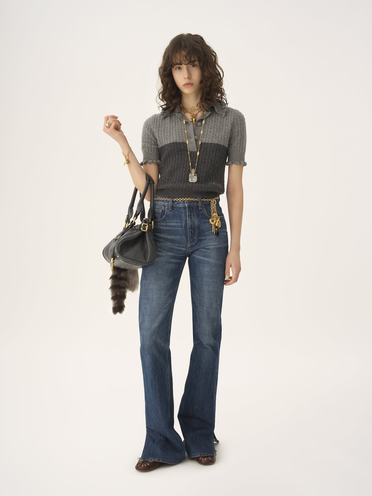 SHORT-SLEEVE POLO SWEATER IN A WOOL & CASHMERE KNIT - 3