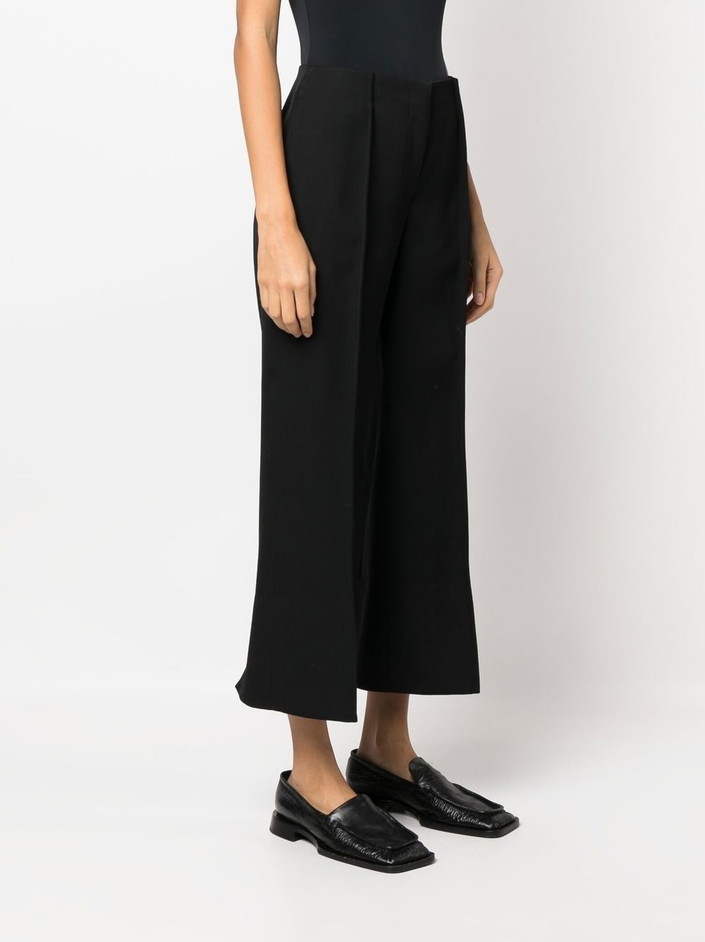 cropped wool wide-leg trousers - 3